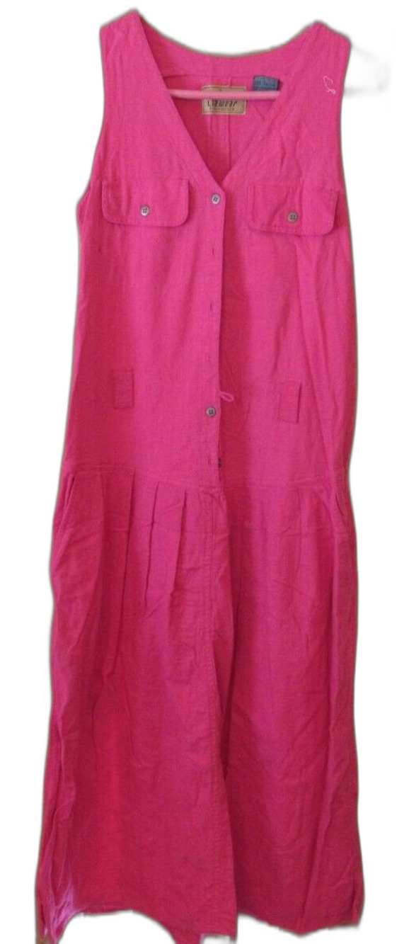 Liz Wear Dark Pink V-Neck Sleeveless Shirt Dress Vintage NWT Size Large